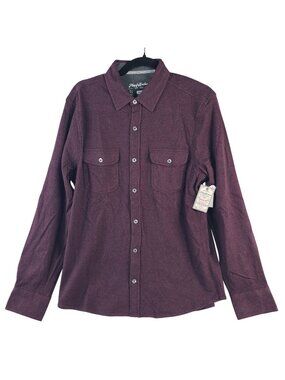 NEW Flag & Anthem Maroon Men's Sz M Long Sleeve Button-Up Shirt Built-In Stretch